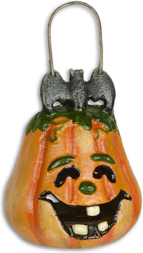 Theelichthouder gietijzer - Pompoen met gezicht - Halloween - 14,8 cm hoog