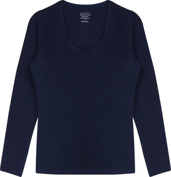 Claesen's® - Dames T-Shirt LS - Donkerblauw - 95% Katoen - 5% Lycra