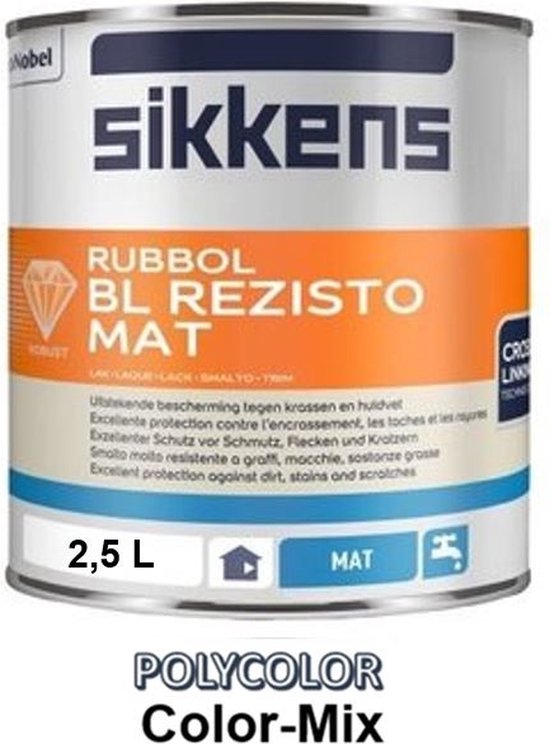 Foto: Sikkens rubbol bl rezisto mat watergedragen binnenlak extreem sterk 2 50 l ral 9003 signaalwit