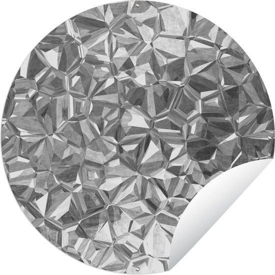 Tuincirkel Een abstracte diamanten achtergrond - zwart wit - 90x90 cm - Ronde Tuinposter - Buiten
