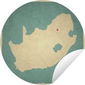 Tuincirkel Illustratie van Zuid-Afrika op een oud papier - 90x90 cm - Ronde Tuinposter - Buiten