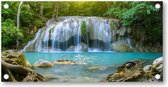 Waterval, Erawan National Park, Thailand - Tuinposter 200x100 - Wanddecoratie - Natuur
