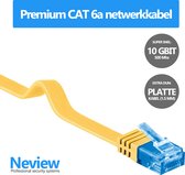 Neview - 1 meter premium platte UTP kabel - CAT 6a - 10 Gbit - 100% koper - Geel - (netwerkkabel/internetkabel)