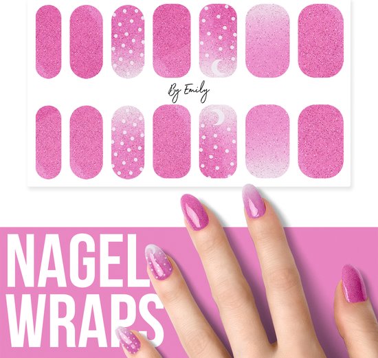 Nagel wrap - Pink Sky | 14 stickers per vel | Nail wrap | Nail art | Trendy | Design | Nagellakvrij | Eenvoudig | Nagel art | Nagel wrap | Nagel stickers | Folie | Zelfklevend | Sjablonen