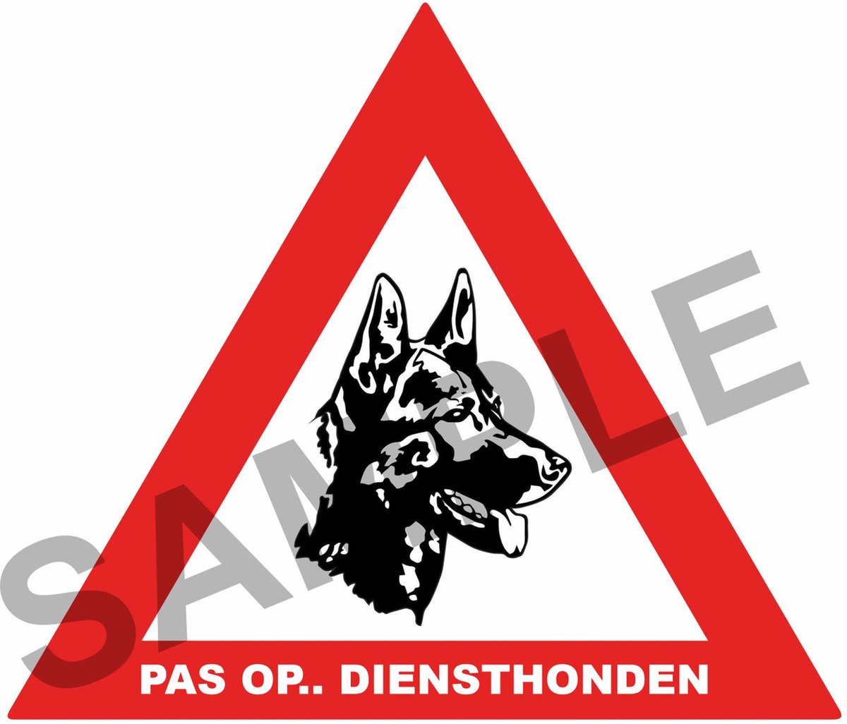5x Veiligheidssticker - PAS OP DIENSTHONDEN - 10X9cm