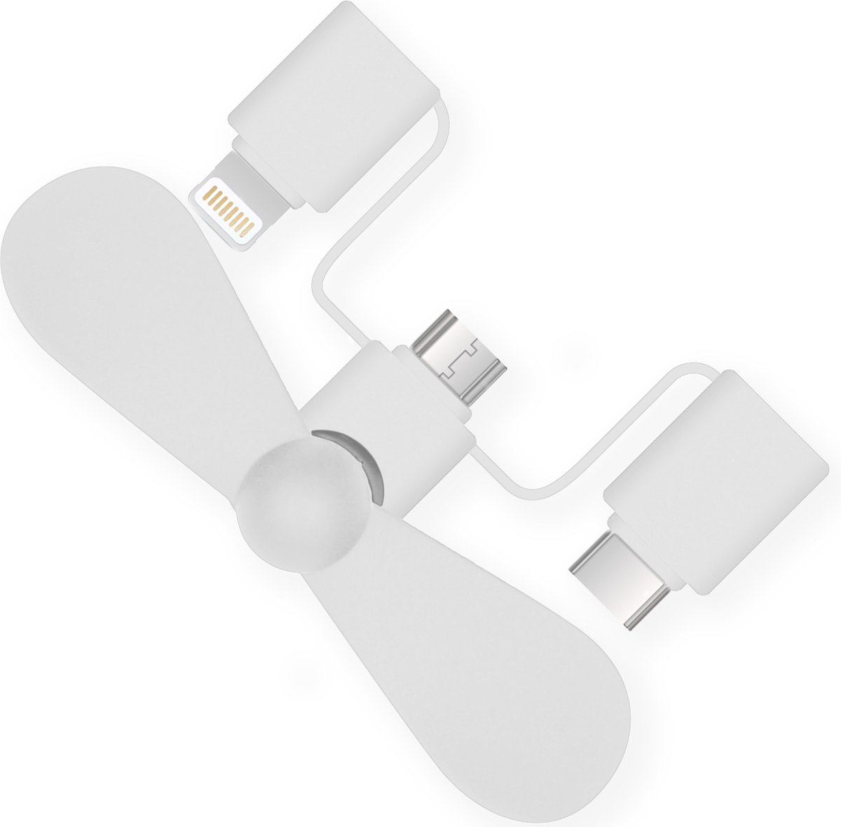 iMoshion 3-in-1 smartphone ventilator Lightning, USB-C & Micro-USB - Wit