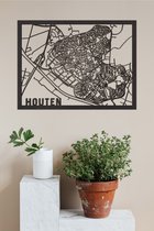 Houten Stadskaart Houten Zwart Mdf 100x75cm Wanddecoratie Voor Aan De Muur City Shapes