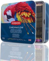 Crayons de couleur de couleur en conserve Derwent Chromaflow - Set de 72 Crayons à noyau souple - Assorti