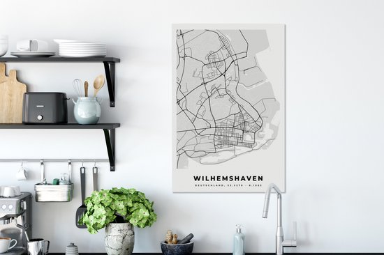 Tableau sur toile City Map - Plan d'étage - Carte - Wilhemshaven - Allemagne - 40x60 cm - Décoration murale