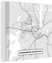 Canvas Schilderij Stadskaart - Plattegrond - Kaart - Brandenburg An Der Havel - Duitsland - 20x20 cm - Wanddecoratie