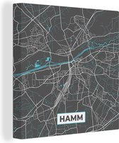 Canvas Schilderij Stadskaart – Hamm – Duitsland – Plattegrond – Kaart - 90x90 cm - Wanddecoratie