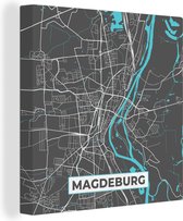 Canvas Schilderij Stadskaart – Magdeburg – Duitsland – Plattegrond – Kaart - 50x50 cm - Wanddecoratie