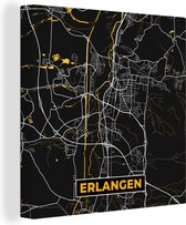Canvas Schilderij Plattegrond – Erlangen – Goud – Stadskaart – Kaart - Duitsland - 20x20 cm - Wanddecoratie