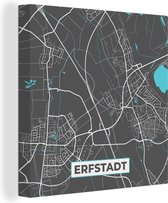 Canvas Schilderij Duitsland – Blauw – Erfstadt – Stadskaart – Kaart – Plattegrond - 20x20 cm - Wanddecoratie