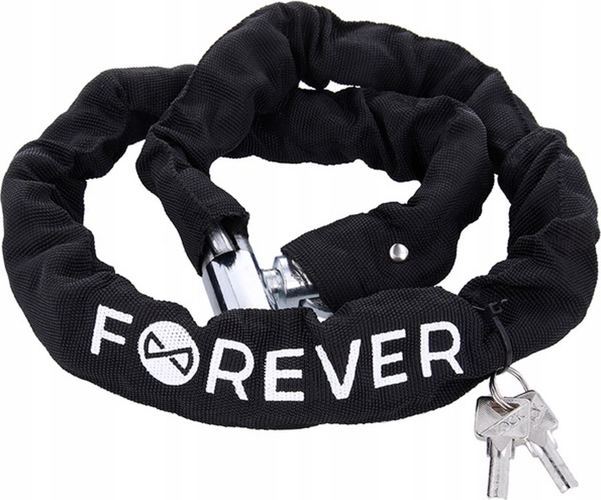 Forever CHL-110 - Fietsketting met een stoffen bescherming en 2 sleutels - zwart
