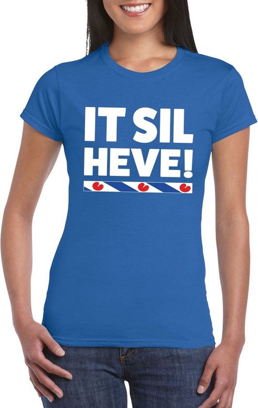 Blauw t shirt met Friese uitspraak It Sil Heve dames Fryslan elfstedentocht shirts S bol