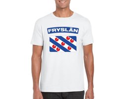 Friesland t-shirt met Friese vlag wit heren L