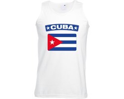 Cuba singlet shirt/ tanktop met Cubaanse vlag wit heren L