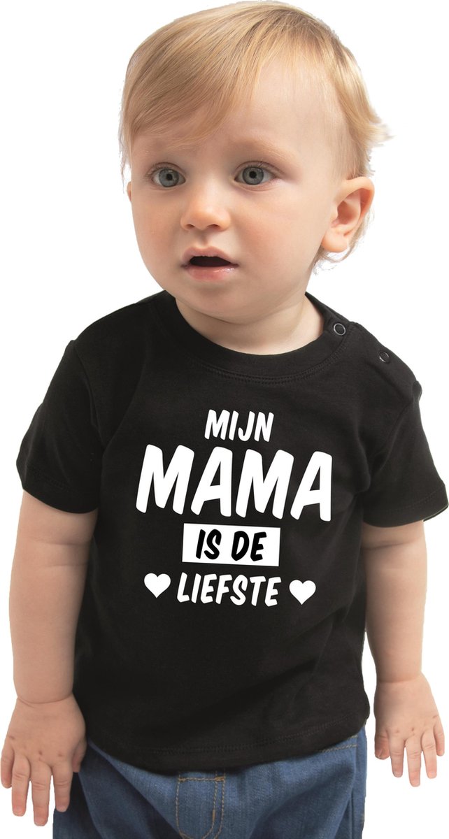 Mijn mama is de liefste cadeau t-shirt zwart voor baby / kinderen - jongen / meisje 68