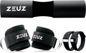 ZEUZ Barbell Pad & 2 Stuks Enkelband Straps Fitness Set – Ankle Cuff Strap & Nekbeschermer – Zwart