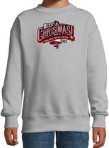 Merry Christmas Kerstsweater / Kerst trui grijs voor kinderen - Kerstkleding / Christmas outfit 98/104