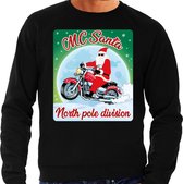 Foute Kersttrui / sweater - MC Santa North Pole division - motorliefhebber / motorrijder / motor fan - zwart voor heren - kerstkleding / kerst outfit L