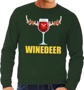 Foute kersttrui / sweater met wijnglas Winedeer groen voor heren - Kersttruien M