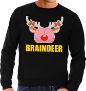 Foute kersttrui / sweater braindeer zwart voor heren - Kersttruien M