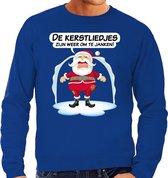 Foute Kersttrui / sweater - de kerstliedjes zijn weer om te janken - Haat aan kerstmuziek / kerstliedjes - blauw - heren - kerstkleding / kerst outfit M