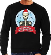 Grote maten foute Kersttrui / sweater - Last Christmas I gave you my heart - skelet - zwart voor heren - kerstkleding / kerst outfit XXXL