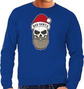 Bad Santa foute Kerstsweater / Kerst trui blauw voor heren - Kerstkleding / Christmas outfit S