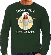 Holy shit its Santa foute Kerstsweater / Kerst trui groen voor heren - Kerstkleding / Christmas outfit XL