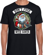 Fout Kerstshirt / Kerst t-shirt Dont fuck with Santa zwart voor heren - Kerstkleding / Christmas outfit XXL