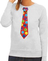 Foute kersttrui / sweater stropdas met kerstballen print groen voor dames M