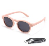 Maesy - baby zonnebril Bowi - 0-2 jaar - flexibel buigbaar - verstelbaar elastiek - gepolariseerde UV400 bescherming - jongens en meisjes - babyzonnebril rond - licht roze