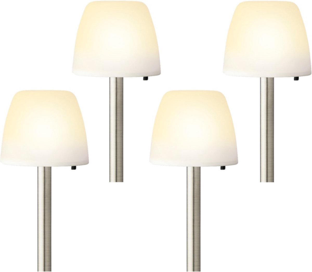 Set van 4x stuks lumineo solar tuinlamp/prikspot schemerlamp op zonne-energie - 28 cm - prikspots tuinverlichting