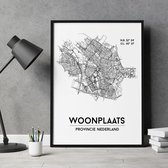 Leiden city poster, A4 zonder lijst, plattegrond poster, woonplaatsposter, woonposter