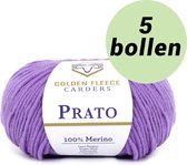 5 bollen breiwol paars (813) - 100% merino wol - Golden Fleece yarns Prato royal purple