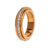 Anxiety Ring - (Steentjes) - Stress Ring - Fidget Ring - Anxiety Ring For Finger - Draaibare Ring Dames - Spinning Ring - Spinner Ring - Rosé goud - (18.00 mm / maat 57)