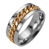 Anxiety Ring - (Kettinkje) - Stress Ring - Fidget Ring - Anxiety Ring For Finger - Draaibare Ring - Spinning Ring - Goud - (19.25mm / maat 60)