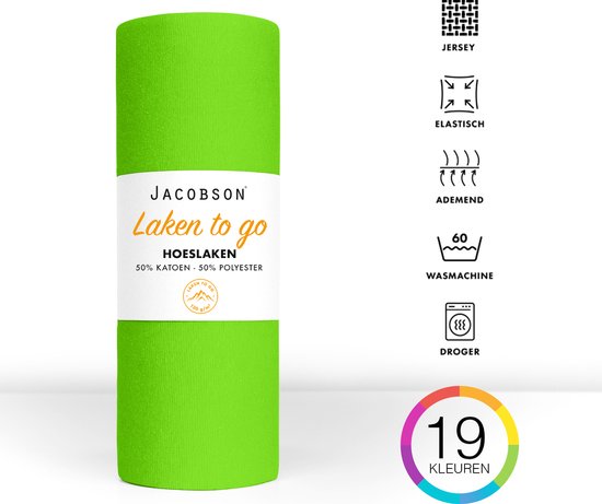 Jacobson - Hoeslaken - 90x200cm - Jersey Katoen - jusqu'à 25cm d'épaisseur de matelas - Vert