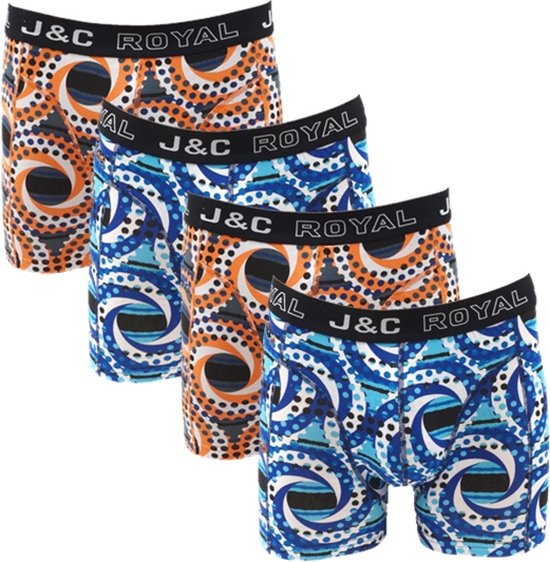 J&C Underwear heren boxershorts - 4-pack - maat S - Wave