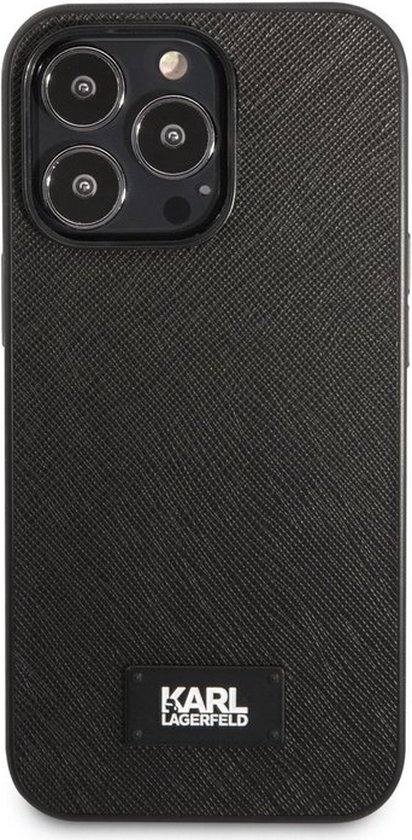 Karl Lagerfeld Saffiano Plaque Back Case - Geschikt voor Apple iPhone 13 Pro (6.1") - Zwart