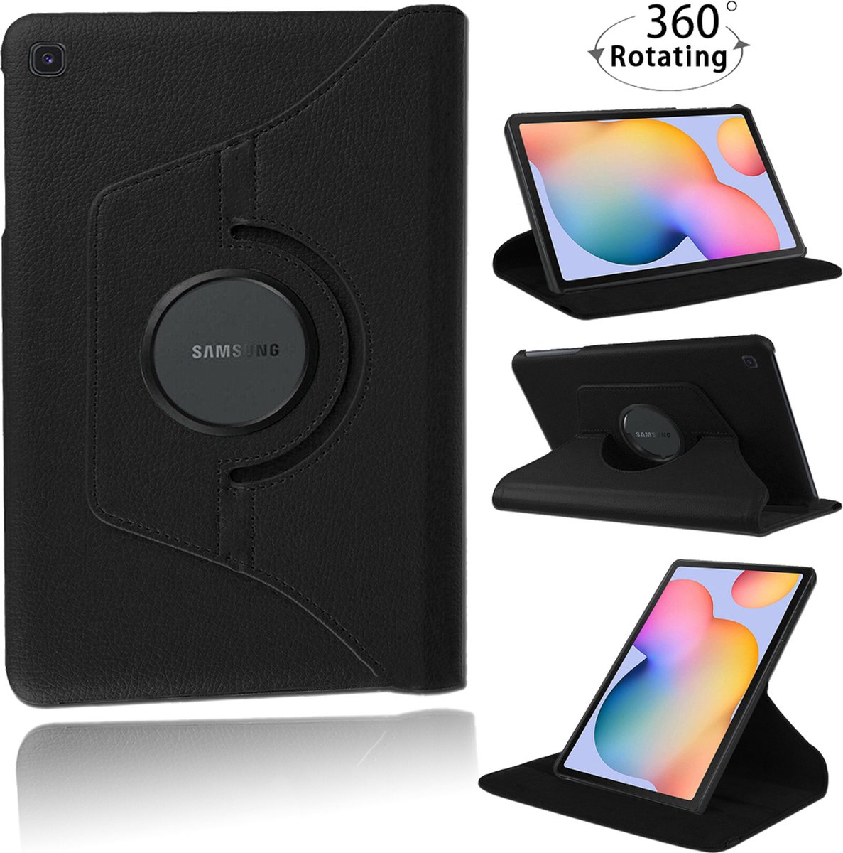 BixB 360° draaibare bookcase Samsung Galaxy Tab S6 Lite (2020 / 2022) Hoes - Zwart