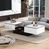 Universele salontafel-salontafel voor woonkamer-Hoogglans met uitschuifbare tafel en opbergruimte-wit 102cm