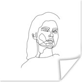 Illustration visage féminin puissant sur fond blanc poster papier 75x75 cm - Tirage photo sur Poster (décoration murale salon / chambre)