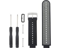 Siliconen bandje - geschikt voor Garmin Forerunner 220 / 230 / 235 / 620 / 630 / 735XT / Approach S20 / S5 / S6 - zwart-grijs