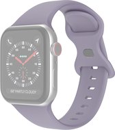 Siliconen bandje - geschikt voor Apple Watch Series 1/2/3/4/5/6/7/8/9/SE/SE 2 met case size 38 mm / 40 mm / 41 mm - maat M/L - lavendelgrijs