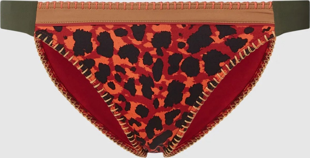 Bikinibroekje met luipaardmotief, model 'Fresia Montara' in oranje - Maat L