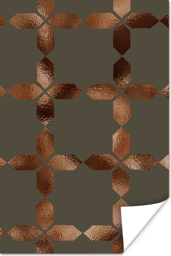 Luxe patroon met bronzenen op een donkere achtergrond 20x30 cm - klein - Foto print op Poster (wanddecoratie woonkamer / slaapkamer)